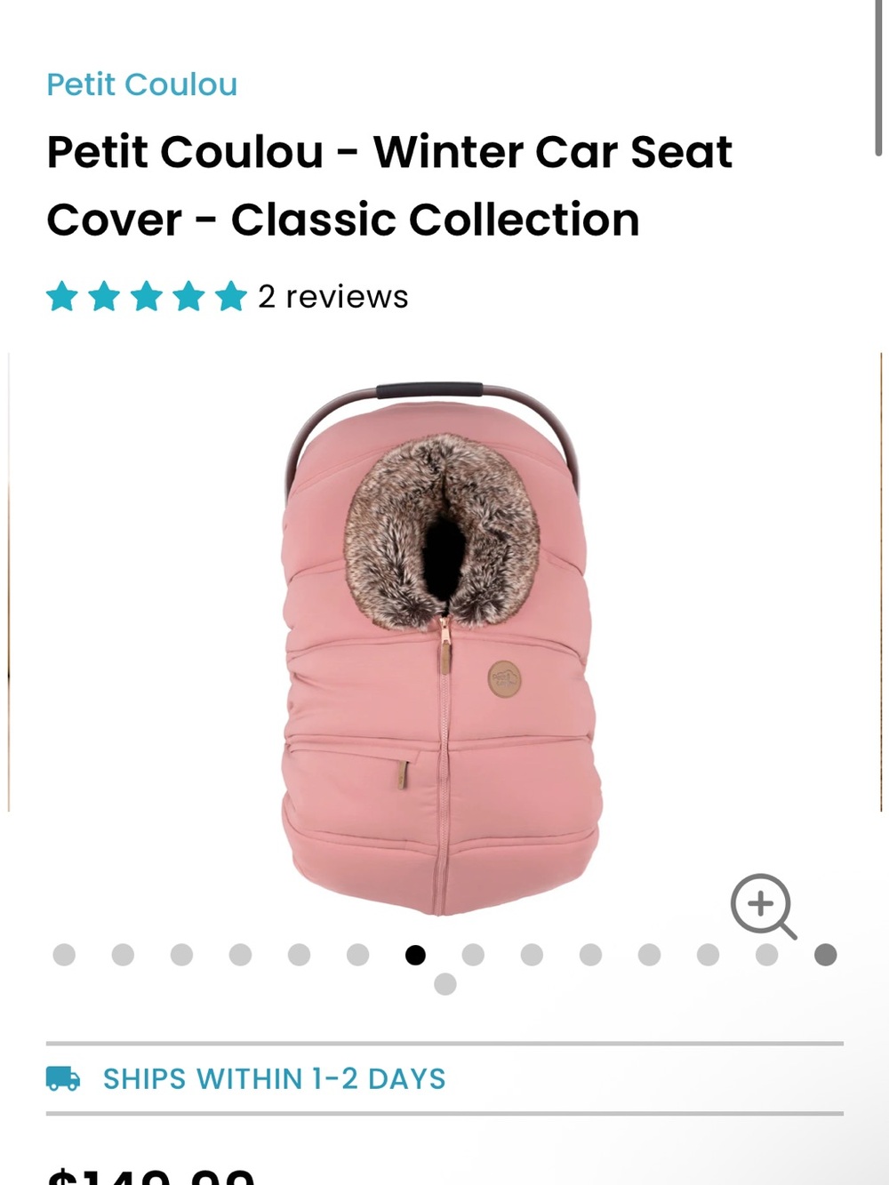 Petit Coulou Kids Winter Car Seat Cover – Pink